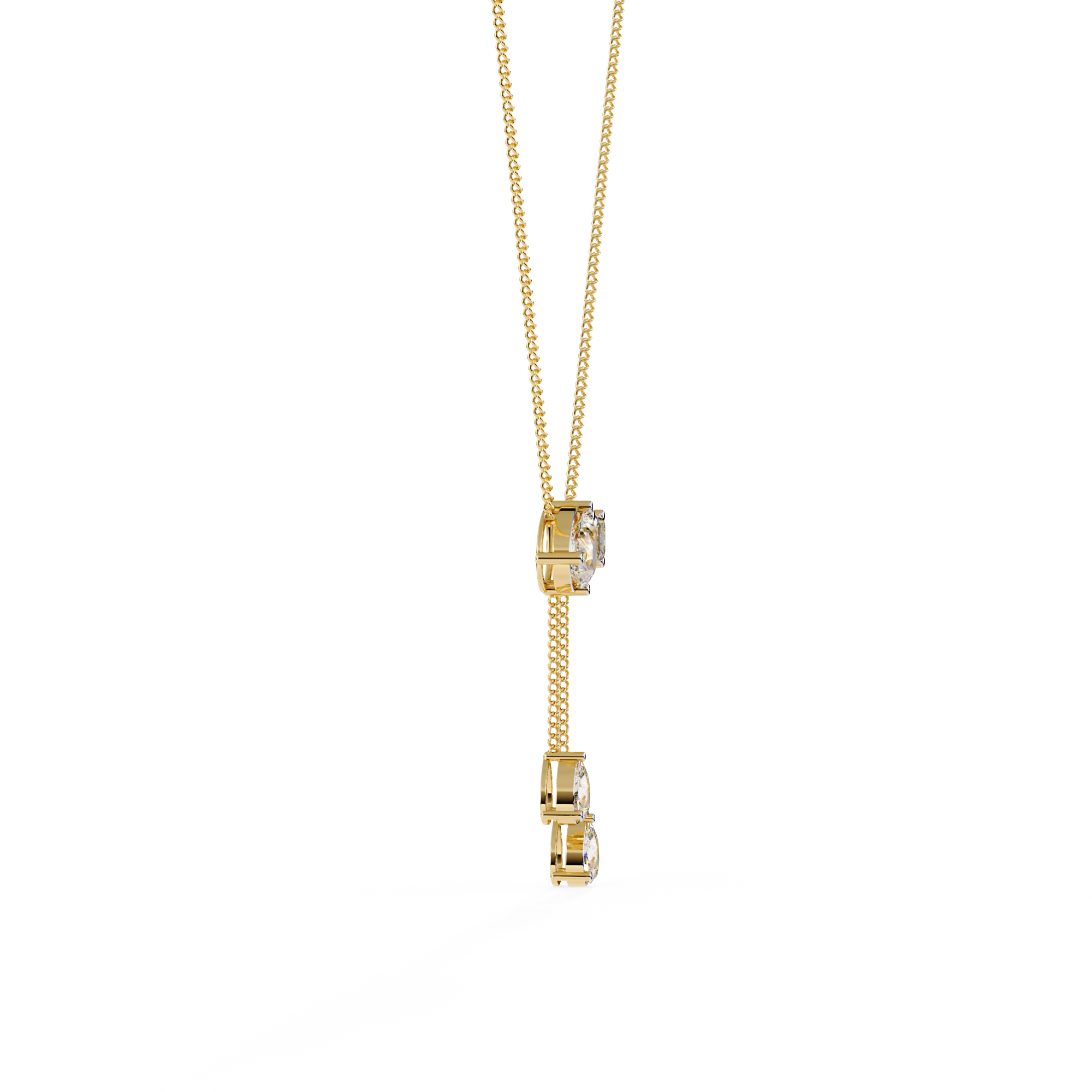 Solitairekart 1.59ct Pear and Emerald Cut Natural Diamond Pendant-H Color, VS1 Clarity